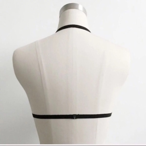 New! Black Halter Strap Cage Bra - Picture 6 of 10